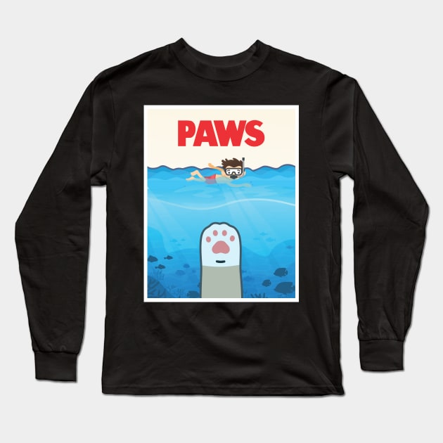 PAWS -JAWS Poster Parody Long Sleeve T-Shirt by jaybeetee